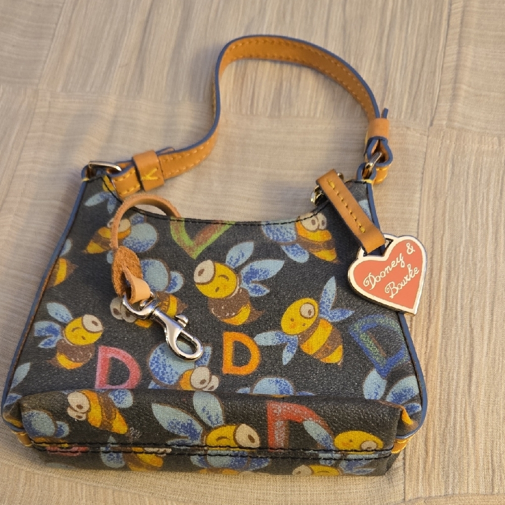 Micro MINI Dooney & Bourke Bee Patterned Bag with Heart Tag